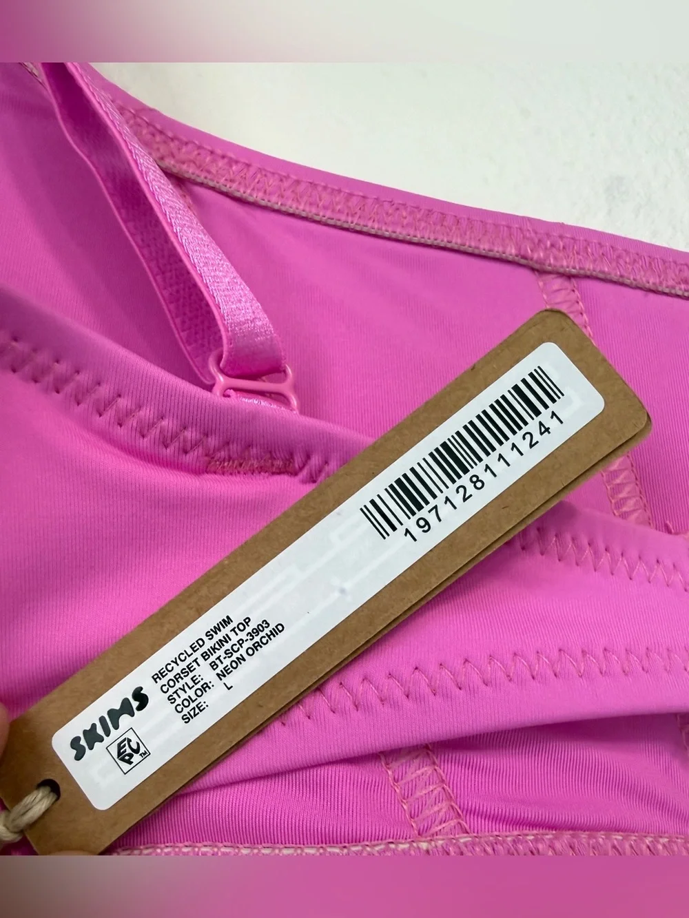 SKIMS Swim Neon Orchid Corset Bikini Top L & Cheeky Tanga Bottom M NWT